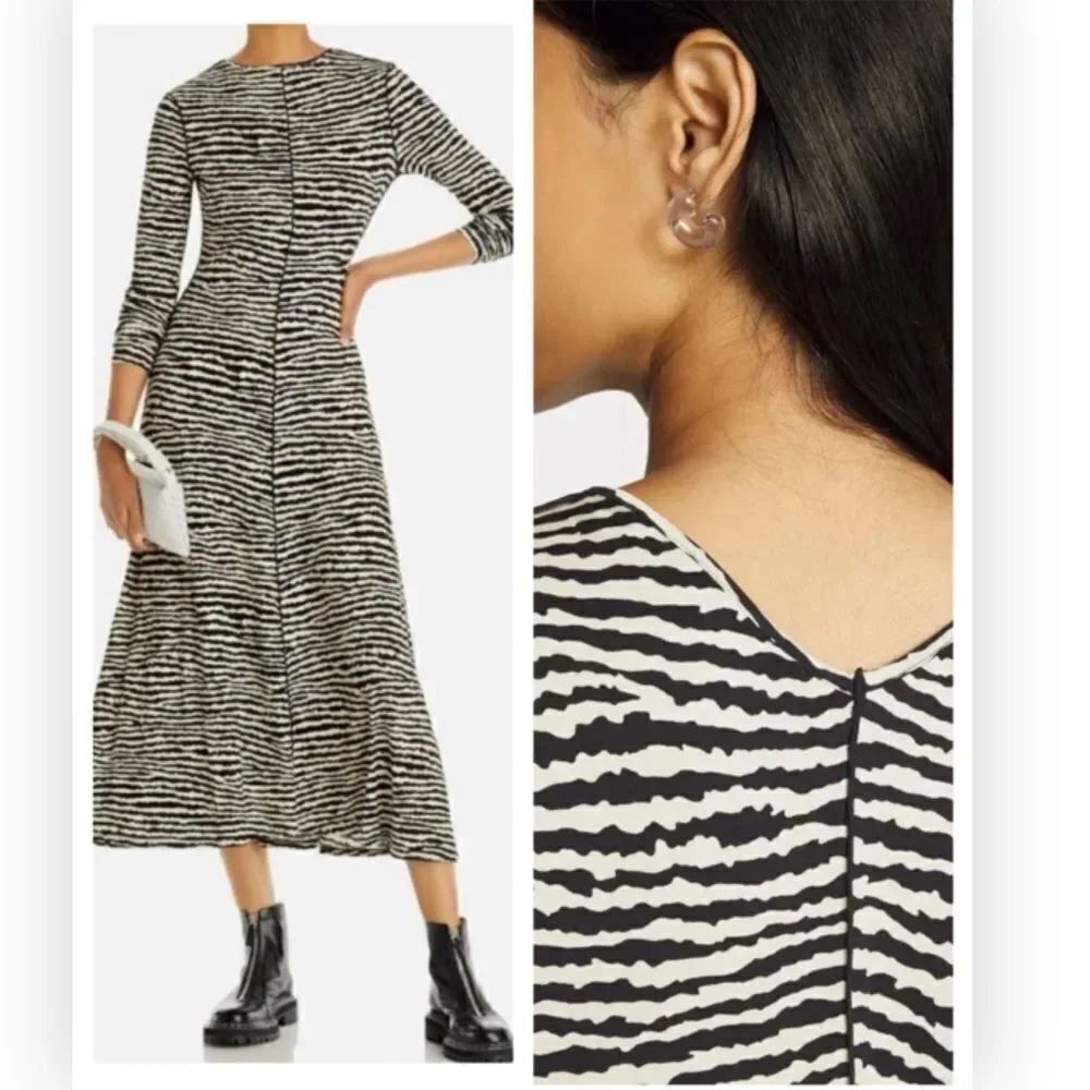 ProenzaβSchouler White Label Zig Zag Jersey Dress Black Ecru $495